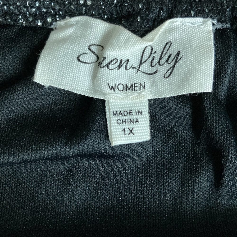 Siren Lily mesh construction sparkly black and silver women’s blouse - Picture 5 of 7
